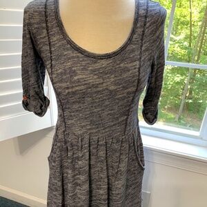 Anthropologie Small Saturday Sunday A Line Jersey Dress  Gray Scoop Neck Pocket